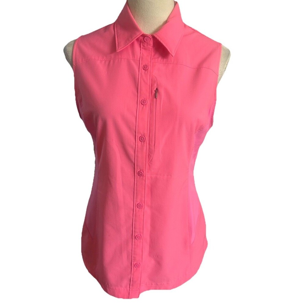 Columbia Omni Shade Sun Protection Womens S Coral Button Pocket Sleeveless